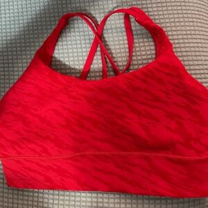 Lululemon lunar Red Sports Bra longline strappy removable cups size 8
